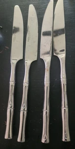 4 Hampton  Bamboo Stainless Dinner Knives - Picture 1 of 2