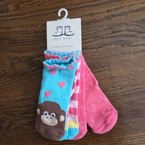 New Girls 6-12M Monkey Socks - Picture 1 of 3