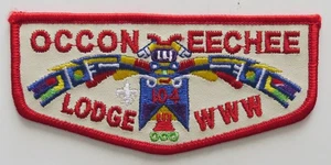 Occoneechee Lodge 104 Occoneechee Council NC Leather Flap Red Bdr - Bild 1 von 2