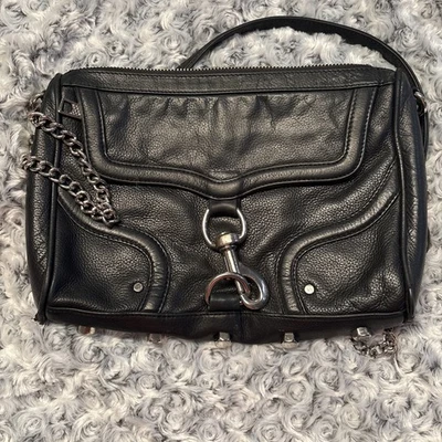 Rebecca Minkoff M.A.C MAC Black Leather Crossbody Shoulder Bag Silver Hardware - Image 1 of 4