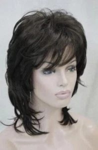 Fashion Medium Cosplay Ladies Black / Dark Brown Hair Wig Wigs Women - Picture 1 of 4