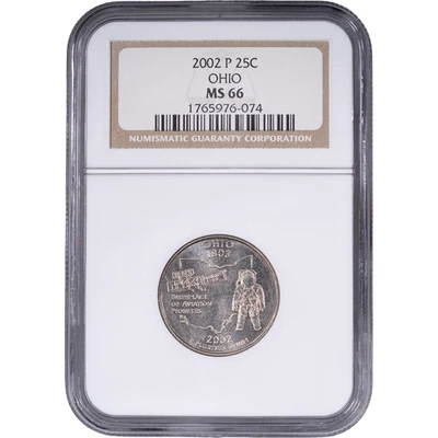 2002-P Ohio State Quarter - Clad ~ NGC MS 66 - Image 1 of 2