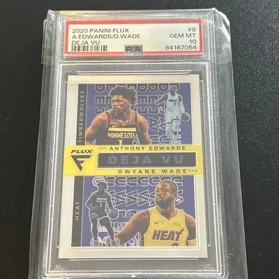 2020 Panini Flux #8 Anthony Edwards/Dwayne Wade Deja Vu PSA 10 - Image 1 of 2