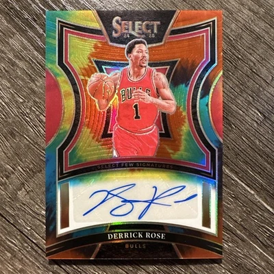 Derrick Rose 2024-25 Panini Select #SF-ROS Tie-Dye Prizm Auto 03/25 Bulls Foto 1 de 4