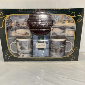 Thomas Kincade Holiday Memories Keramik Tassen & Untersetzer Set 1995 & 1996 versiegelt - Bild 1 von 9