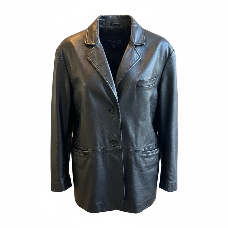 Venezia Leather Women’s Black Genuine Leather Blazer Jacket Plus Size 26/28 Y2K - Image 1 of 4
