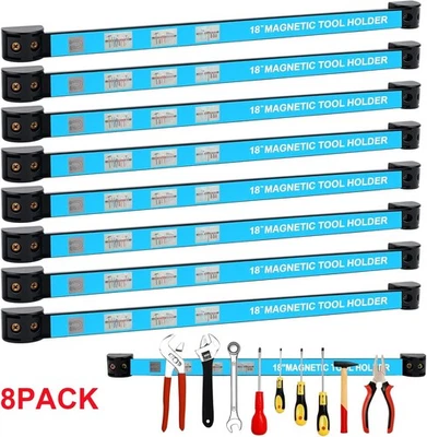 18" Magnetic Tool Holder Strip 8Packs Metal Magnet Tool Organizer Bar for Garage - Image 1 of 4