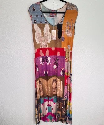 Vestido Johnny Was para mujer pequeño Tokio abertura alta tejido retazos geisha boho bambú Foto 1 de 4