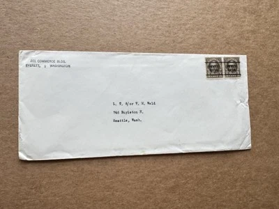 US 1930s Pre-Cancel Cover +Franking #551 Pair +Everett Wash +0.5C Usage - Image 1 of 3