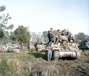 Sherman Tanks Poised For Operation Goodwood – Normandy July 1944 Two Photo Set - Picture 1 of 6