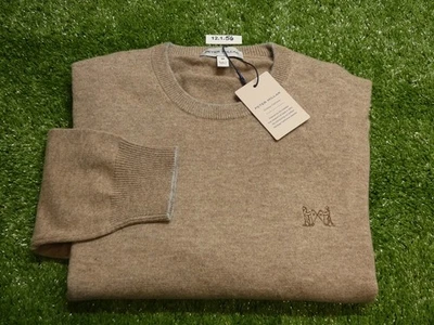 Suéter de golfe Peter Millar Crown Heritage cashmere logotipo NGLA areia médio - Imagem 1 de 2
