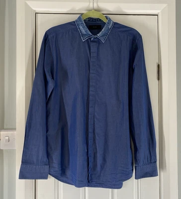 Diesel Shirt Men’s Medium Blue Denim Collar Slim Fit Long Sleeve Unusual - Image 1 of 4