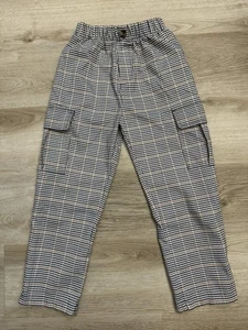 Art Class Plaid Knit Pants - Girls Size M (7/8) Blk, Wht, Tan - Picture 1 of 5