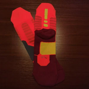 Nike Hyper Elite Socks Orange/Yellow Quarter Cut Size Large Dri-Fit Basketball - Picture 1 of 6