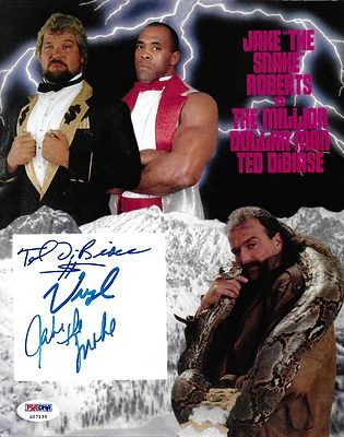 Ted DiBiase & Virgil Jake The Snake Roberts Signed WWE 8x10 Photo PSA/DNA COA - Image 1 of 4