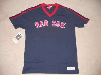 Nw Boston Red Sox Baseball Shirt Vintage 1970s V-neck Style Mitchell Ness Medium - Image 1 of 4