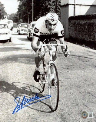 FOTO 8x10 firmada por EDDY MERCKX 5x TOUR DE FRANCE CAMPEÓN LEYENDA BECKETT BAS Foto 1 de 2