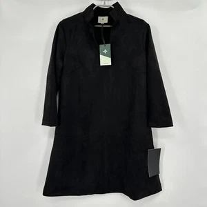 Tuckernuck schwarzes Wildleder Stretch Clifton Kleid Gr. S neu mit Etikett Mini Länge V-Ausschnitt Shift - Bild 1 von 7