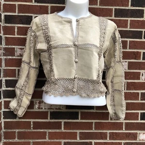 gantos jacket patchwork suede crotchet trim Woman’s Medium Boho Vintage - Picture 1 of 5