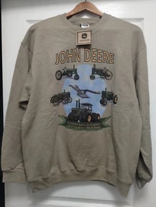 Neu aus altem Lagerbestand Vintage John Deere khaki Pullover Traktor Rundhalsausschnitt Sweatshirt Herren Large - Bild 1 von 4