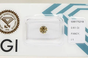 0.61 Carat Diamond Round Cut Natural Fancy Brown Color Loose I1 IGI Certificate - Picture 1 of 7