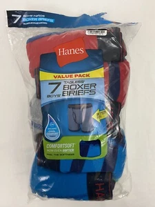 Hanes 7 pack Boy's M Tagless Boxer Briefs Underwear Solid Comfort Soft New - Picture 1 of 7