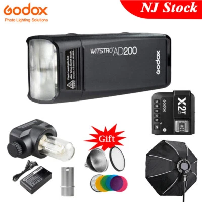 US Godox AD200 Camera Flash X2T Trigger W/ 65cm Octagon Softbox Fr Canon Nikon - Image 1 of 4