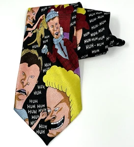1990s Beavis and Butt-Head Faces Necktie APL MTV Animated Show HUH HUH Preowned - Picture 1 of 7