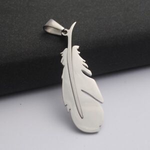 USA NEW Fashion Feather Silver Stainless Steel Titanium Pendant Necklace Gift