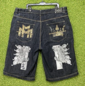 Pantalones Cortos de Jean JNCO para Hombres 44 Sueltos Y2K Años 90 Pantalones Cortos de Patinador Pierna Ancha Grunge Cyber MMA - Imagen 1 de 10