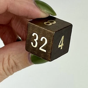Vtg Cardinal Backgammon Doubling Cube Brown Wood & Gold Dice Replacement - Picture 1 of 5