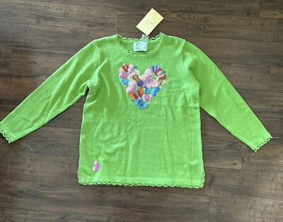 The Quacker Factory Lime Green Beaded Sequined Sweater Butterflies Size XL - Image 1 of 4