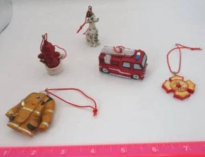 Lot FIREFIGHTER Fireman Fire Truck Hydrant Dalmatian Christmas ORNAMENTS Hero - Picture 1 of 3