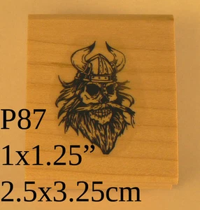 P87 Viking skull rubber stamp WM - Foto 1 di 2