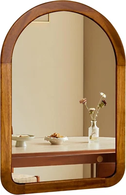 Arched Bathroom Mirror,Wood 22 X 30 Inch Arch Wall Mirror with Walnut Frame,Vani - Image 1 of 4