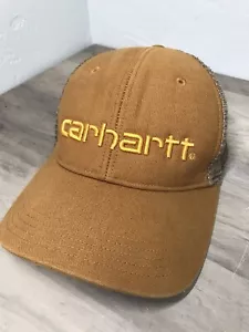 Carhartt Tan Canvas Adjustable Snapback Mesh Back Embroidered Baseball Hat / Cap - Picture 1 of 10