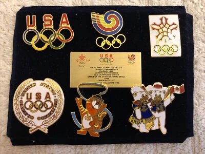 1988 Calgary Official Olympic Commemorative Set of 6 Vintage Pins Team Mascots - Image 1 of 4