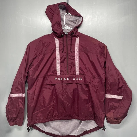 Red Oak Men Sz XL Texas Am A&M Aggies Maroon 1/4 zip hoodie Windbreaker STAINED Cover
