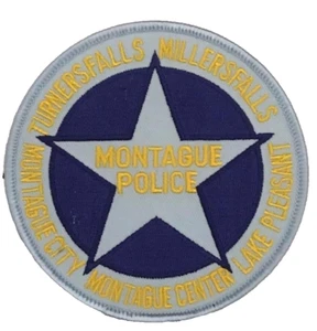 Montague Police Patch - Massachusetts - 4 inches x 4 inches - Imagen 1 de 1