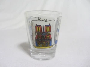 VINTAGE SOUVENIR PARIS FRANCE WITH DIFFERENT SITES AROUND SHOT GLASS - Picture 1 of 6