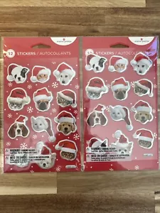 1 Stück) 2 - American Greetings Weihnachten Hund und Katze 12 Aufkleber NEU - Bild 1 von 2