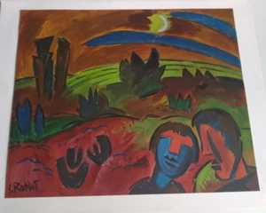 Karl Schmidt - Rottluff " Heide und Mond" 1920 Jahre Kunstdruck Bild - Picture 1 of 8