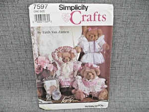 Simplicity Crafts Sewing Pattern 7597 Plush Bear Outfits Dress  Zanten - Picture 1 of 7