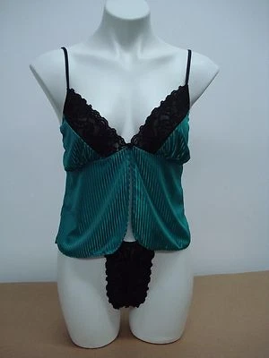 USA Made Nancy King Lingerie Baby Doll w/ G String Pajamas Size 1X Teal #408N - Image 1 of 2