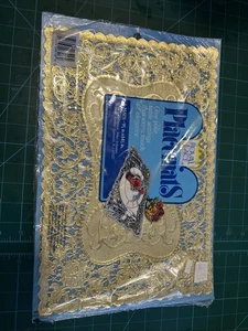 7 Gold Paper Lace Placemats Vintage Royal Lace 14 1/2 x 9 3/4 Pack Of 6 NOS - Picture 1 of 3