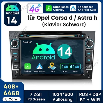Autoradio Android 14 CarPlay GPS NAVI CD&DVD Für Opel Astra H Corsa C D Zafira B - Bild 1 von 4