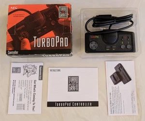 MINTY NEC TurboGrafx 16 TurboPad Controller Complete CIB ALL INSERTS Authentic - Picture 1 of 8