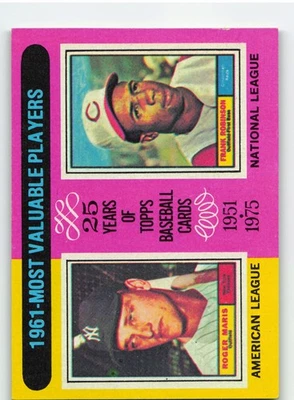 1975 Topps #199 1961 MVP (Roger Maris / Frank Robinson) MVP - **Set Break** Foto 1 de 2