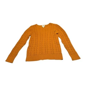 St. John's Bay Sweater Women's LP Orange Cotton Cable Knit Long Sleeve Pullover - Picture 1 of 6