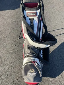 Titleist 3 Divider Black Red White Golden Horseshoe Logo Cart/Carry Bag 6 Pocket - Picture 1 of 8